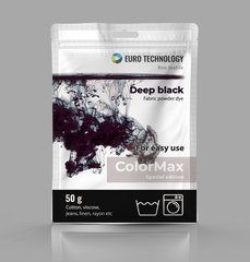 Серія ColorMax «Deep black» чорна фарба-барвник для тканини, 50 г